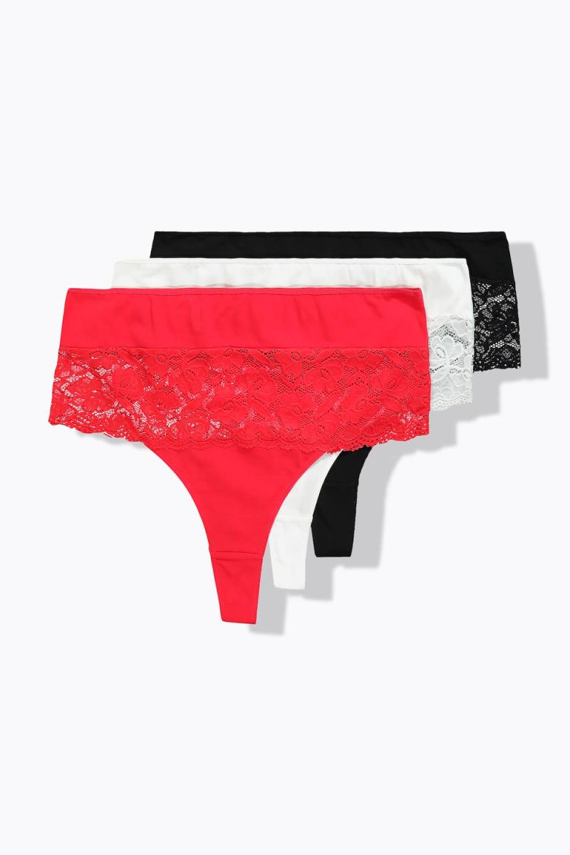 Große Größen Strings, Damen, rot, Größe: 50/52, Baumwolle/Synthetische Fasern/Elasthan, Ulla Popken von Ulla Popken