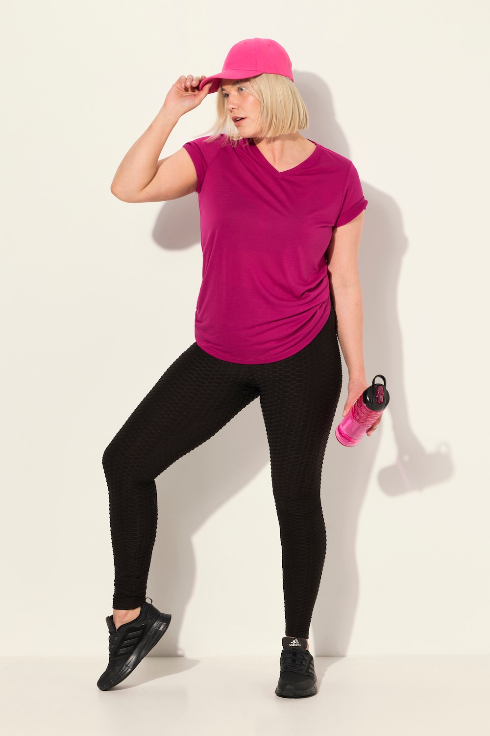 Große Größen Struktur-Sportleggings, Damen, schwarz, Größe: 54/56, Polyester/Elasthan, Ulla Popken von Ulla Popken