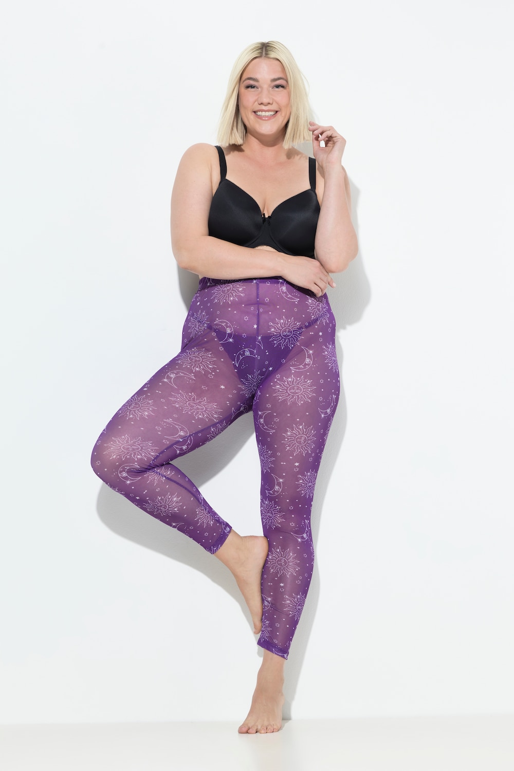 Große Größen Strumpf-Leggings, Damen, lila, Größe: 62/64, Polyester, Ulla Popken von Ulla Popken