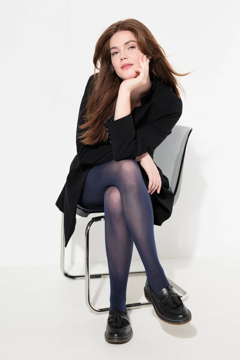 Große Größen Strumpfhose, Damen, blau, Größe: 56/58, Synthetische Fasern/Elasthan, Ulla Popken von Ulla Popken