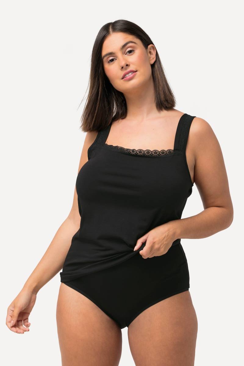 Große Größen Supima-Unterhemd, Damen, schwarz, Größe: 62/64, Baumwolle, Ulla Popken von Ulla Popken