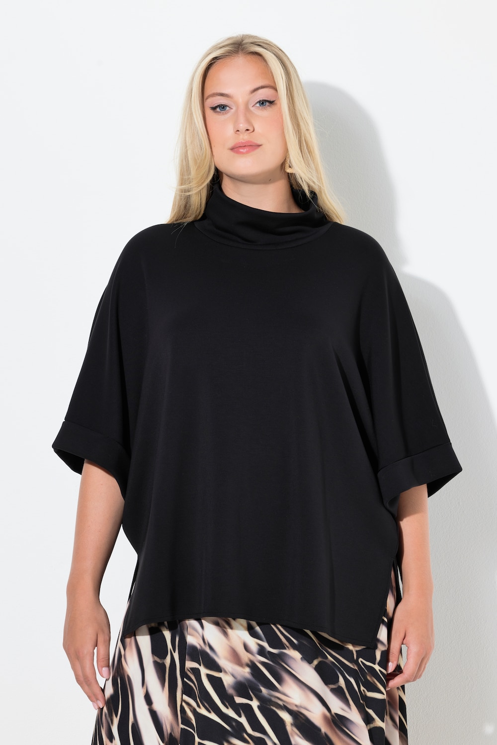 Große Größen Sweat-Poncho, Damen, schwarz, Größe: 3=58-64, Synthetische Fasern/Polyester, Ulla Popken von Ulla Popken