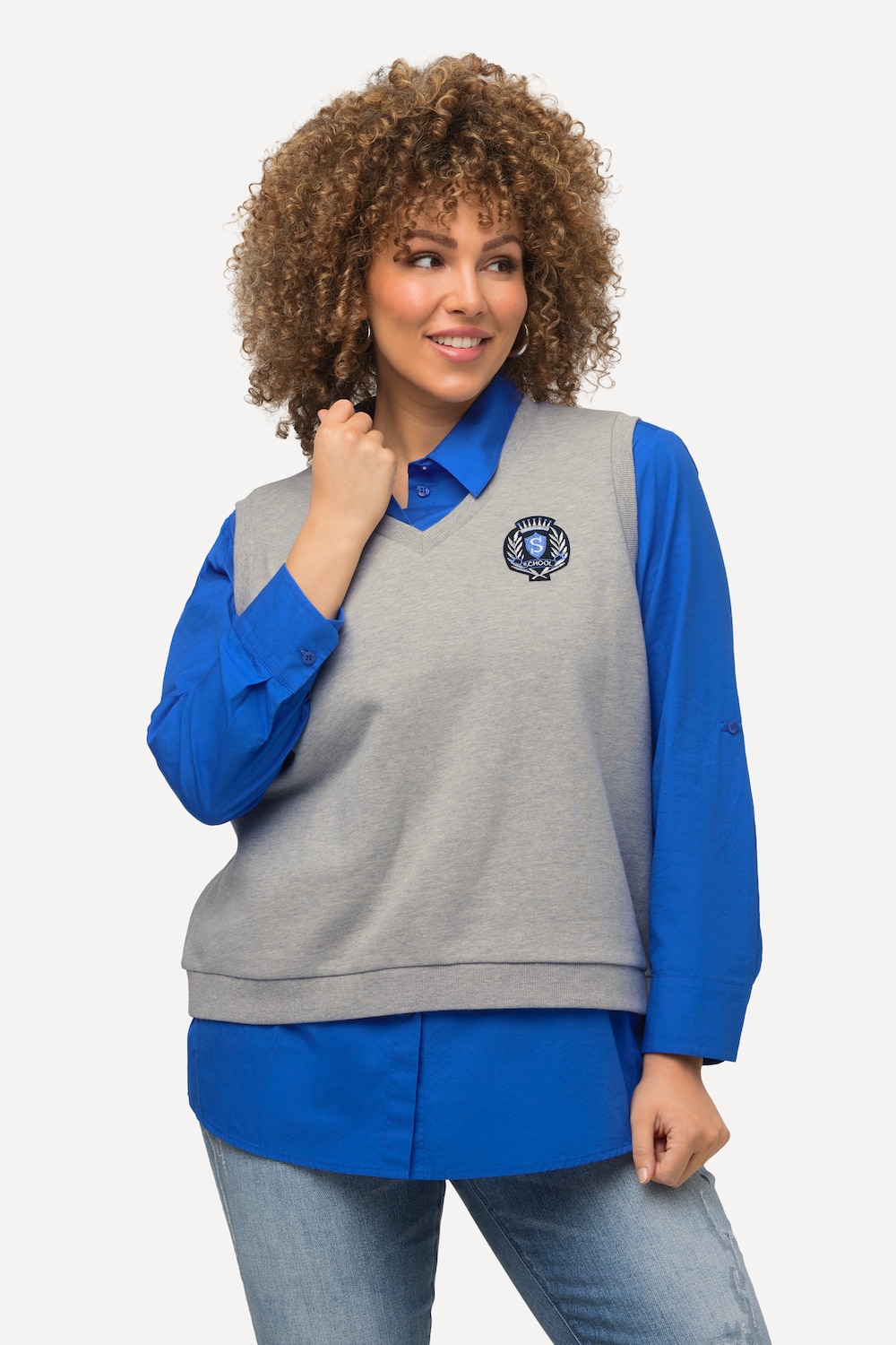Große Größen Sweat-Pullunder, Damen, grau, Größe: 58/60, Baumwolle, Ulla Popken Große Größen Sweat-Pullunder, Damen, grau, Größe: 58/60, Baumwolle, Ulla Popken von Ulla Popken