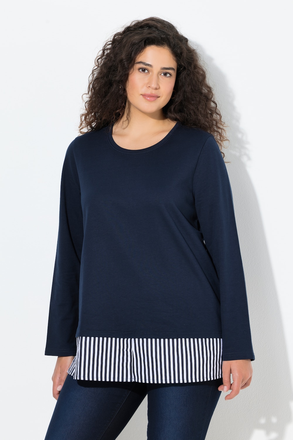 Große Größen Sweater, Damen, blau, Größe: 62/64, Baumwolle/Polyester, Ulla Popken von Ulla Popken
