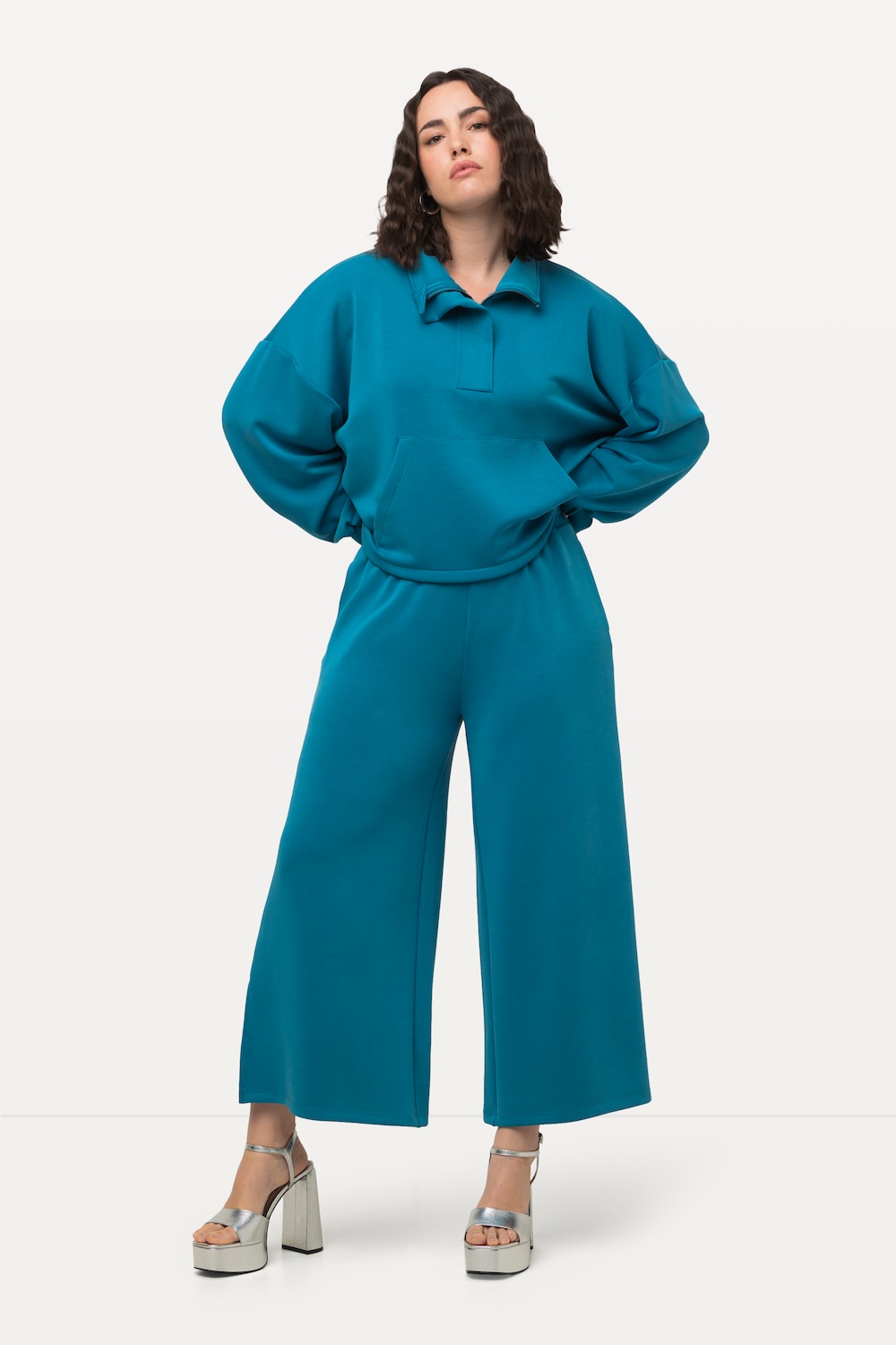 Große Größen Sweathose, Damen, blau, Größe: 46/48, Synthetische Fasern/Polyester, Ulla Popken von Ulla Popken