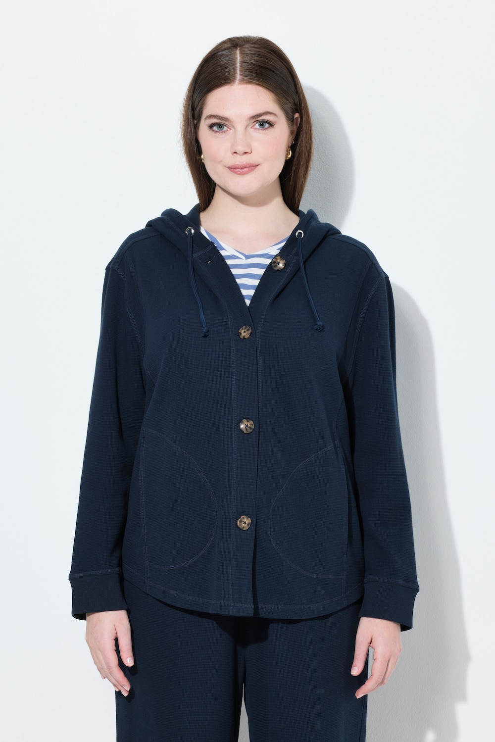 Große Größen Sweatjacke, Damen, blau, Größe: 46/48, Baumwolle, Ulla Popken von Ulla Popken