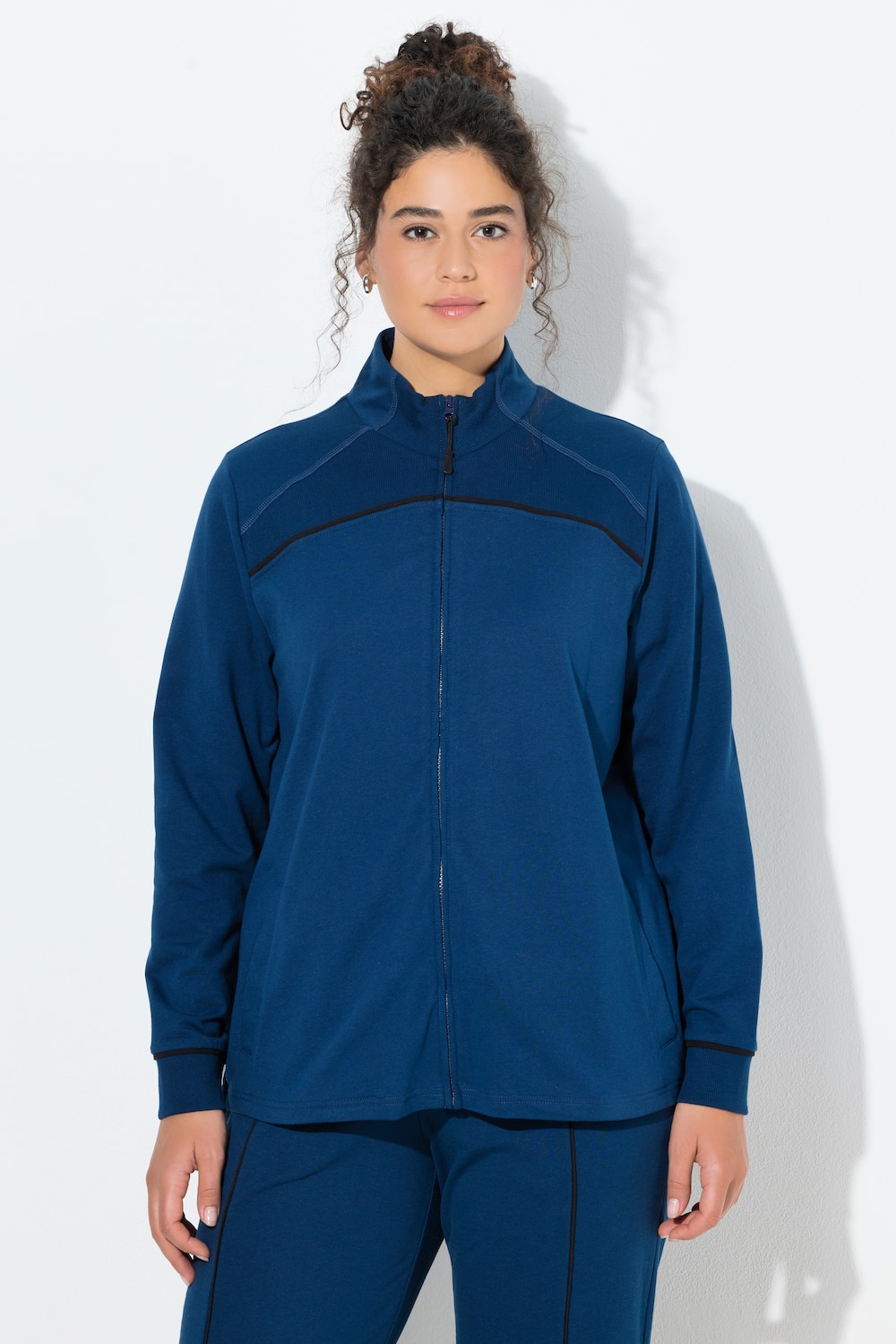 Große Größen Sweatjacke, Damen, blau, Größe: 46/48, Baumwolle/Polyester, Ulla Popken von Ulla Popken