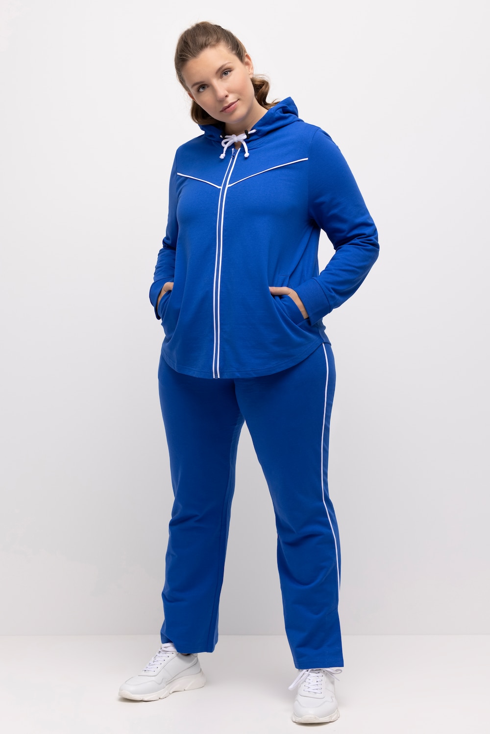 Große Größen Sweatjacke, Damen, blau, Größe: 58/60, Baumwolle/Polyester, Ulla Popken von Ulla Popken