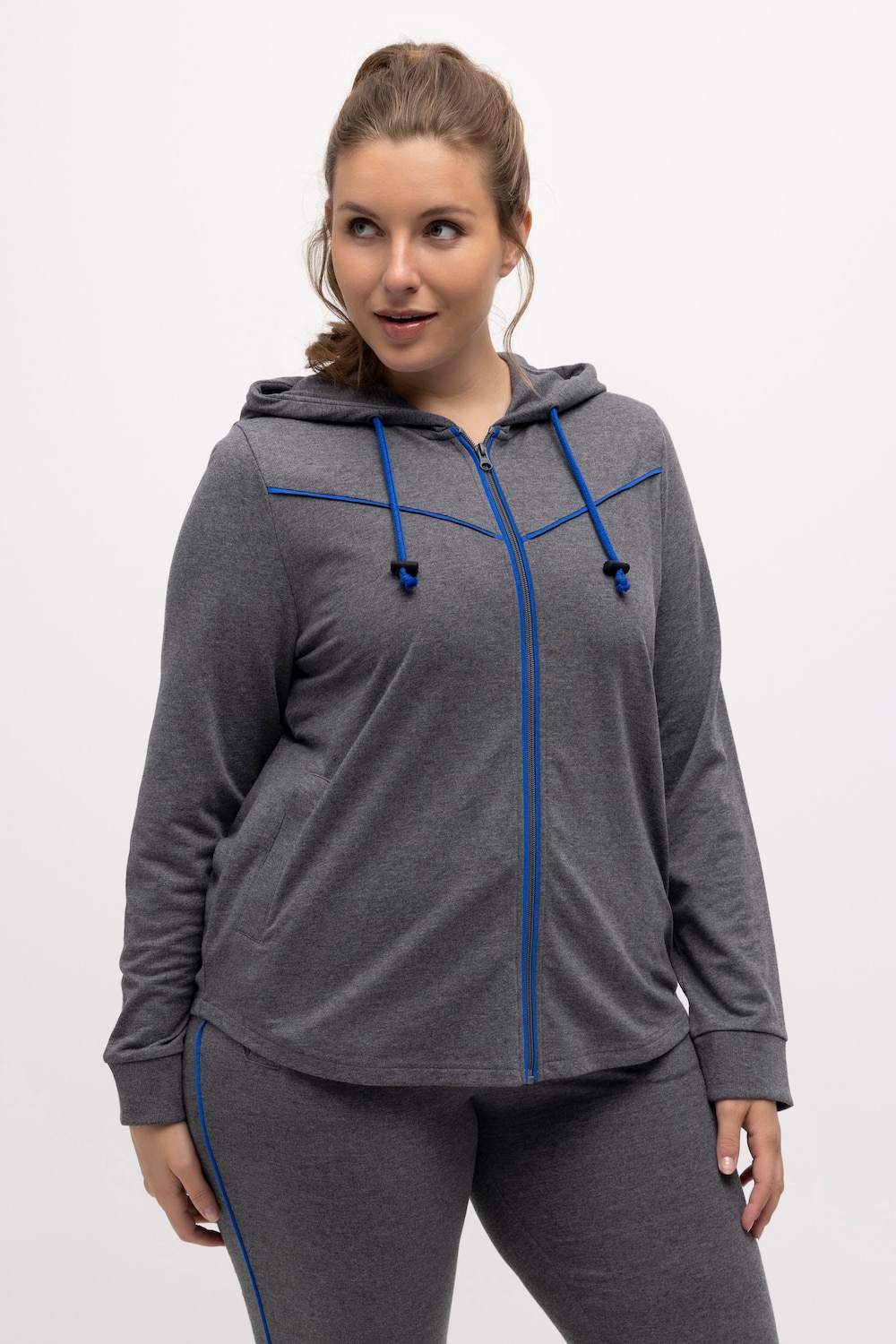 Große Größen Sweatjacke, Damen, grau, Größe: 46/48, Polyester/Baumwolle, Ulla Popken von Ulla Popken
