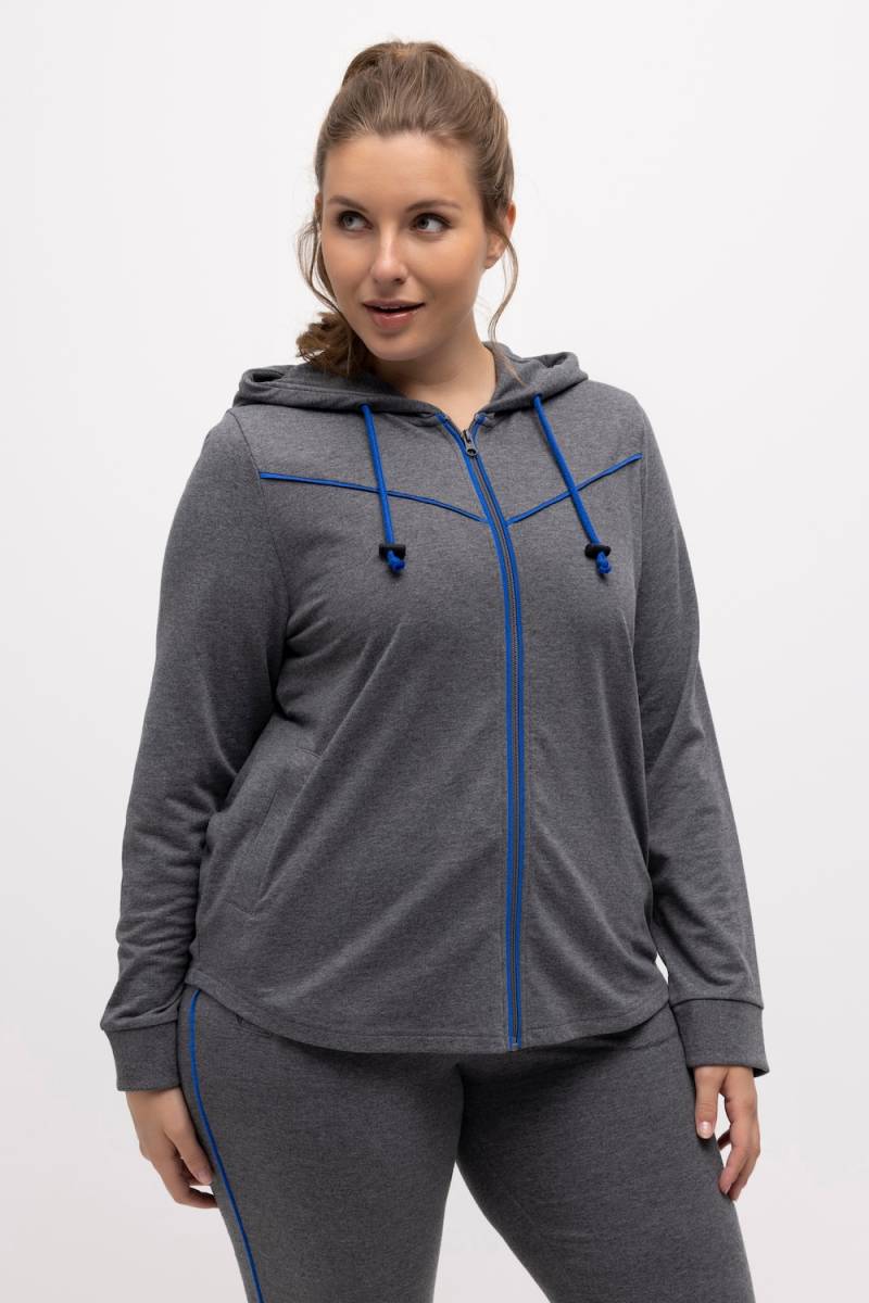 Große Größen Sweatjacke, Damen, grau, Größe: 46/48, Polyester/Baumwolle, Ulla Popken von Ulla Popken