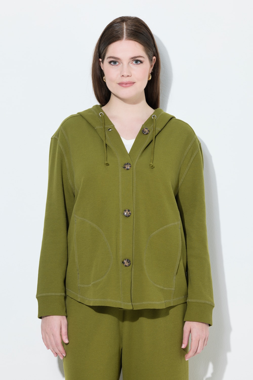 Große Größen Sweatjacke, Damen, grün, Größe: 42/44, Baumwolle, Ulla Popken von Ulla Popken