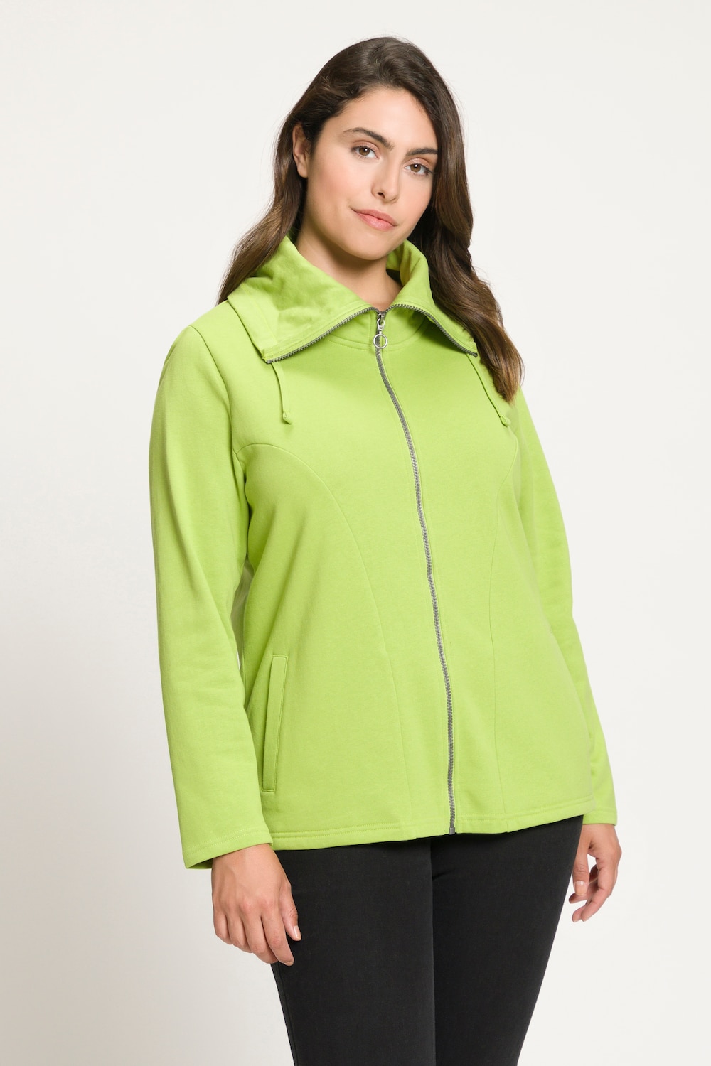 Große Größen Sweatjacke, Damen, grün, Größe: 42/44, Baumwolle/Polyester, Ulla Popken von Ulla Popken