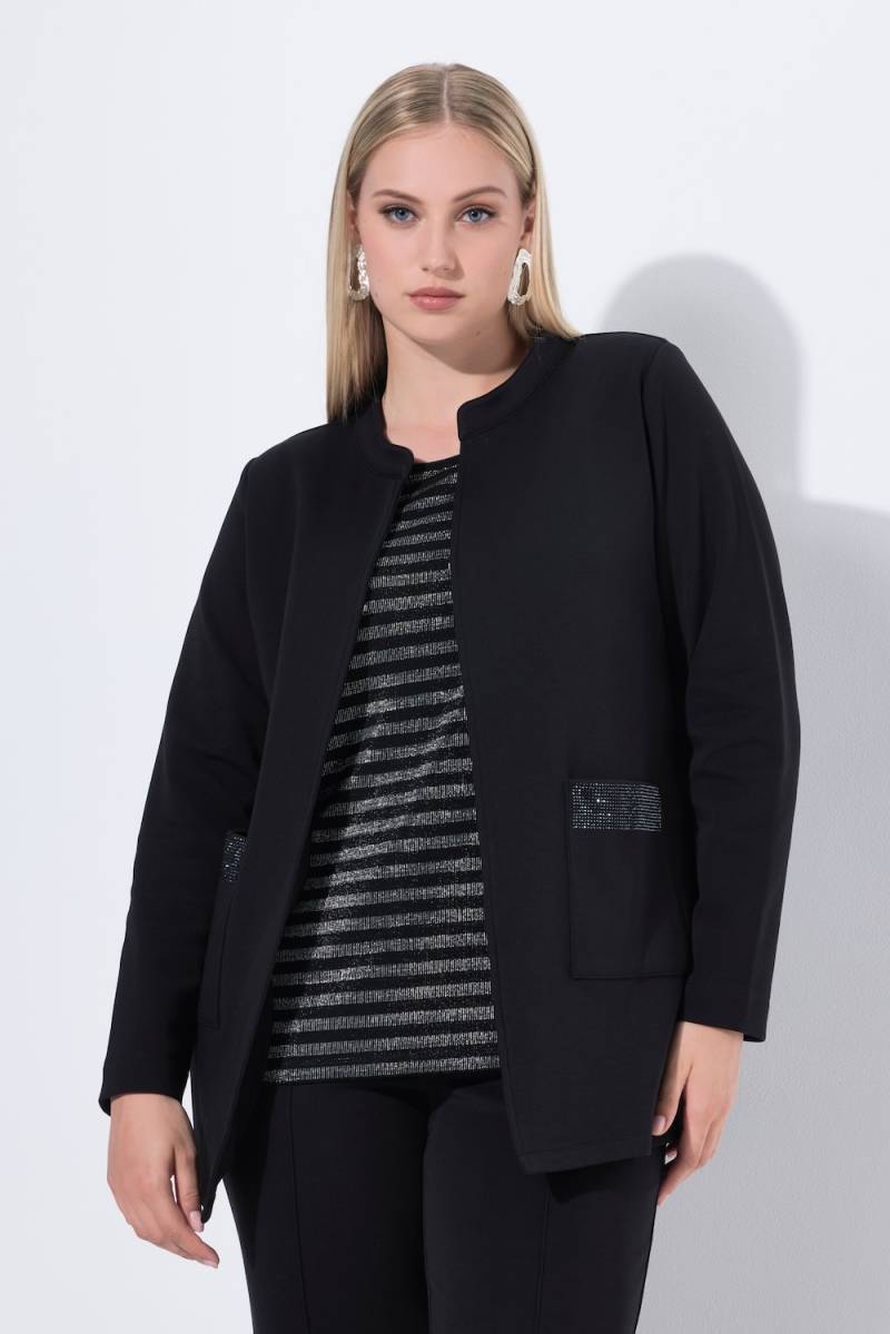 Große Größen Sweatjacke, Damen, schwarz, Größe: 42/44, Baumwolle/Polyester, Ulla Popken von Ulla Popken