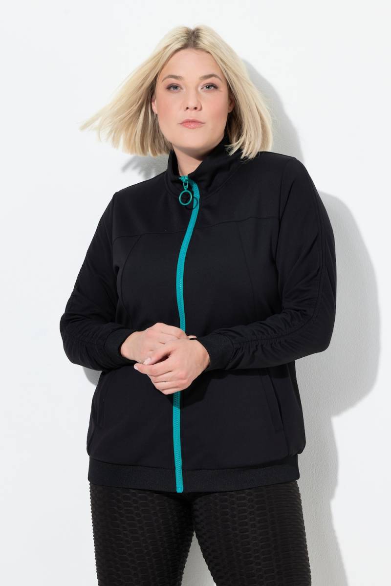 Große Größen Sweatjacke, Damen, schwarz, Größe: 42/44, Synthetische Fasern/Elasthan, Ulla Popken von Ulla Popken