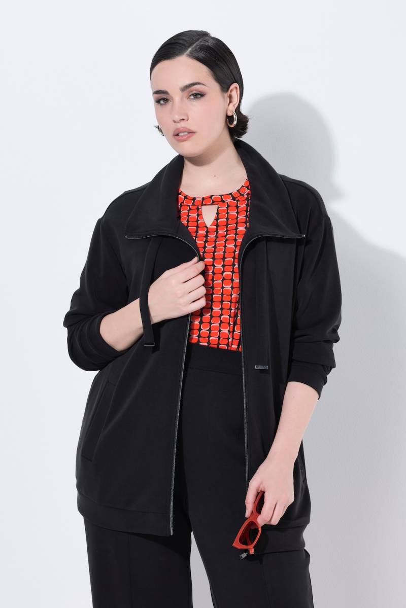 Große Größen Sweatjacke, Damen, schwarz, Größe: 46/48, Synthetische Fasern/Polyester, Ulla Popken von Ulla Popken