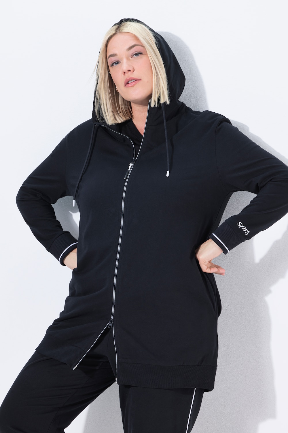 Große Größen Sweatjacke, Damen, schwarz, Größe: 58/60, Baumwolle/Polyester, Ulla Popken von Ulla Popken