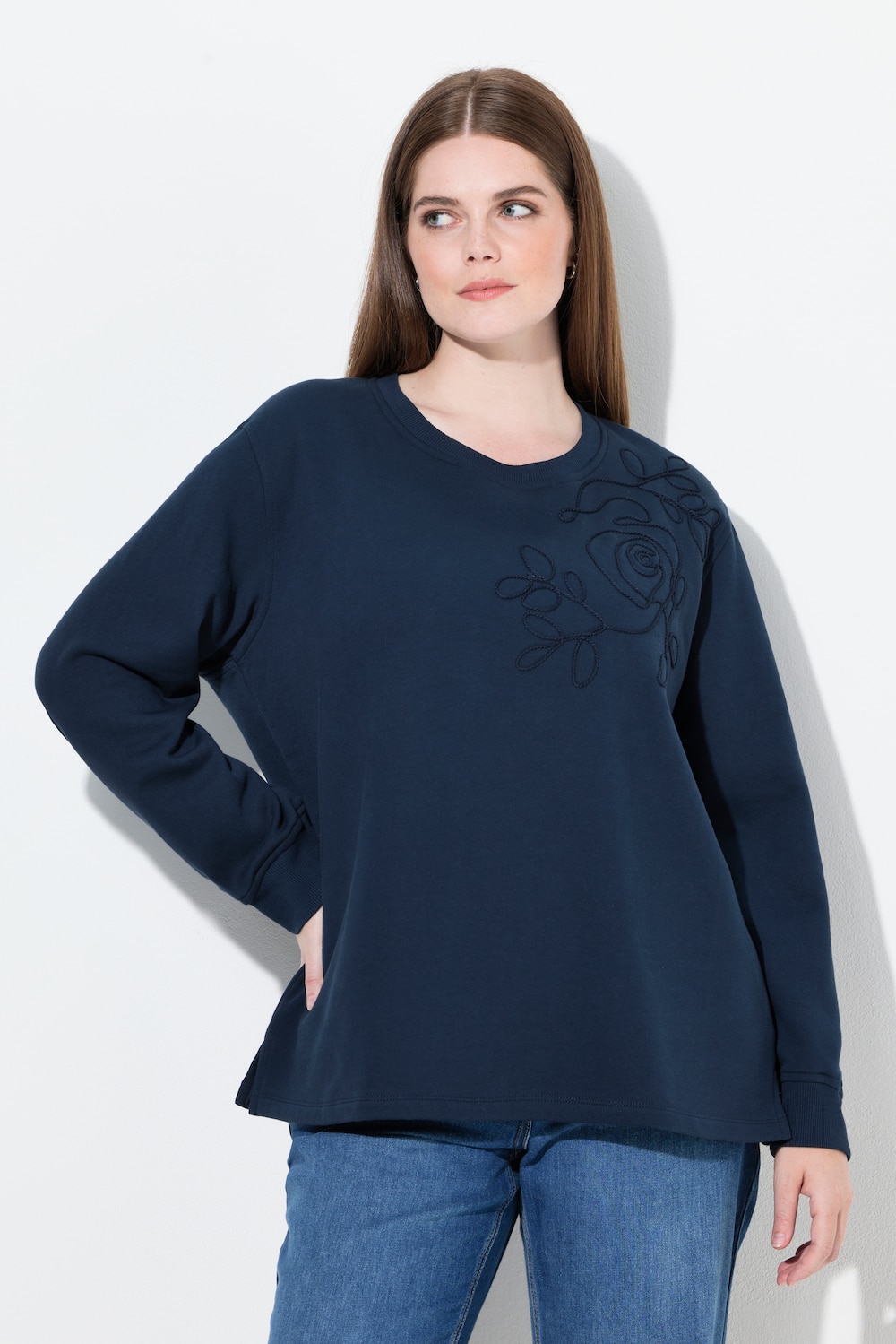 Große Größen Sweatshirt, Damen, blau, Größe: 42/44, Baumwolle, Ulla Popken von Ulla Popken
