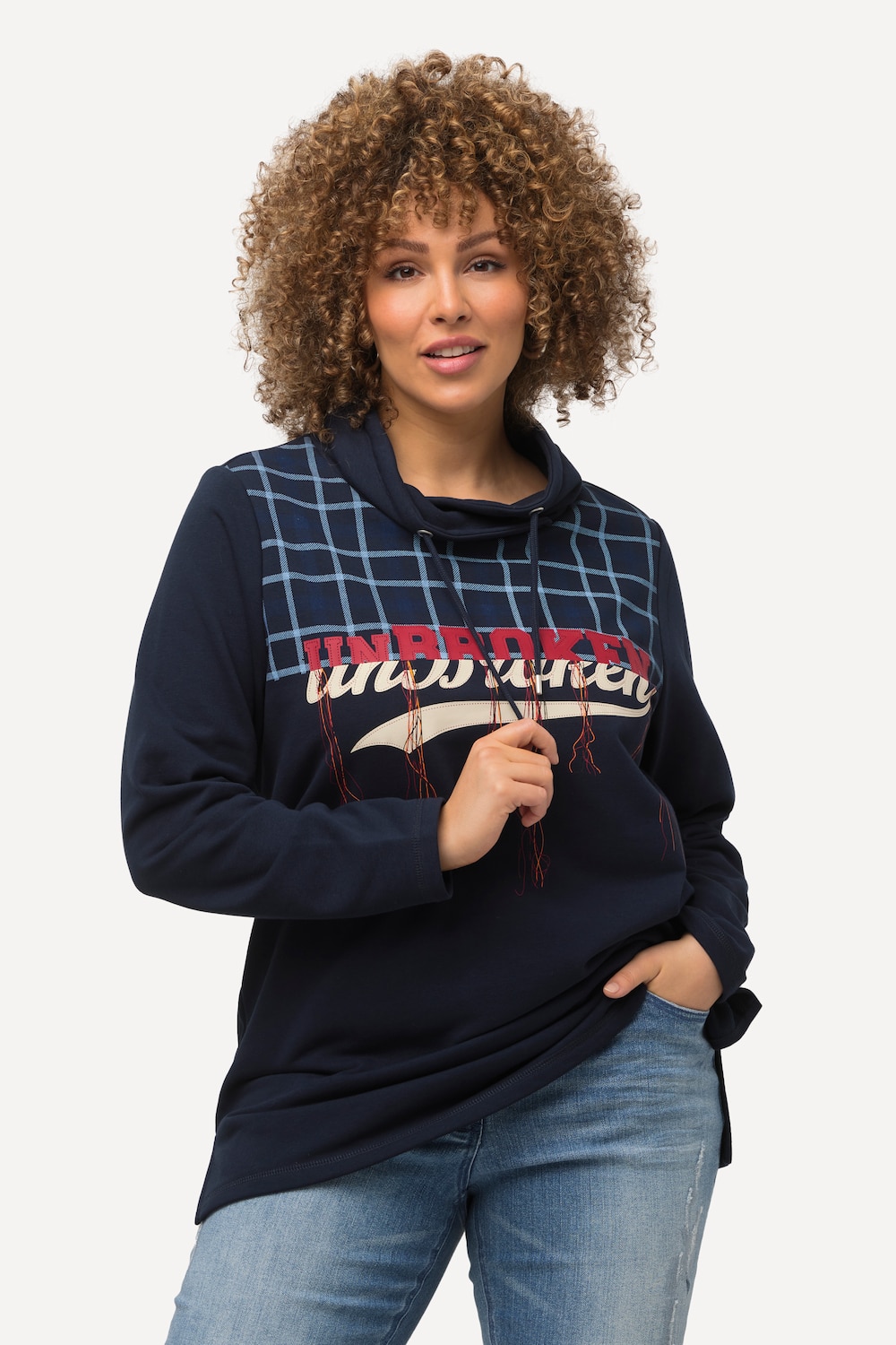 Große Größen Sweatshirt, Damen, blau, Größe: 42/44, Baumwolle/Polyester, Ulla Popken von Ulla Popken