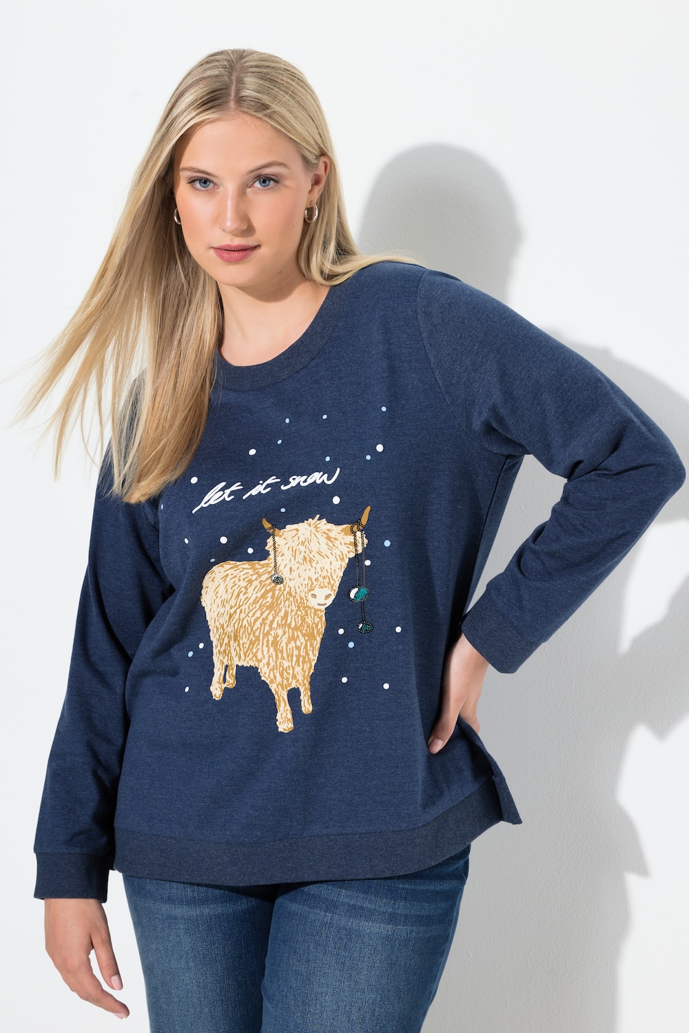 Große Größen Sweatshirt, Damen, blau, Größe: 42/44, Baumwolle/Polyester, Ulla Popken von Ulla Popken
