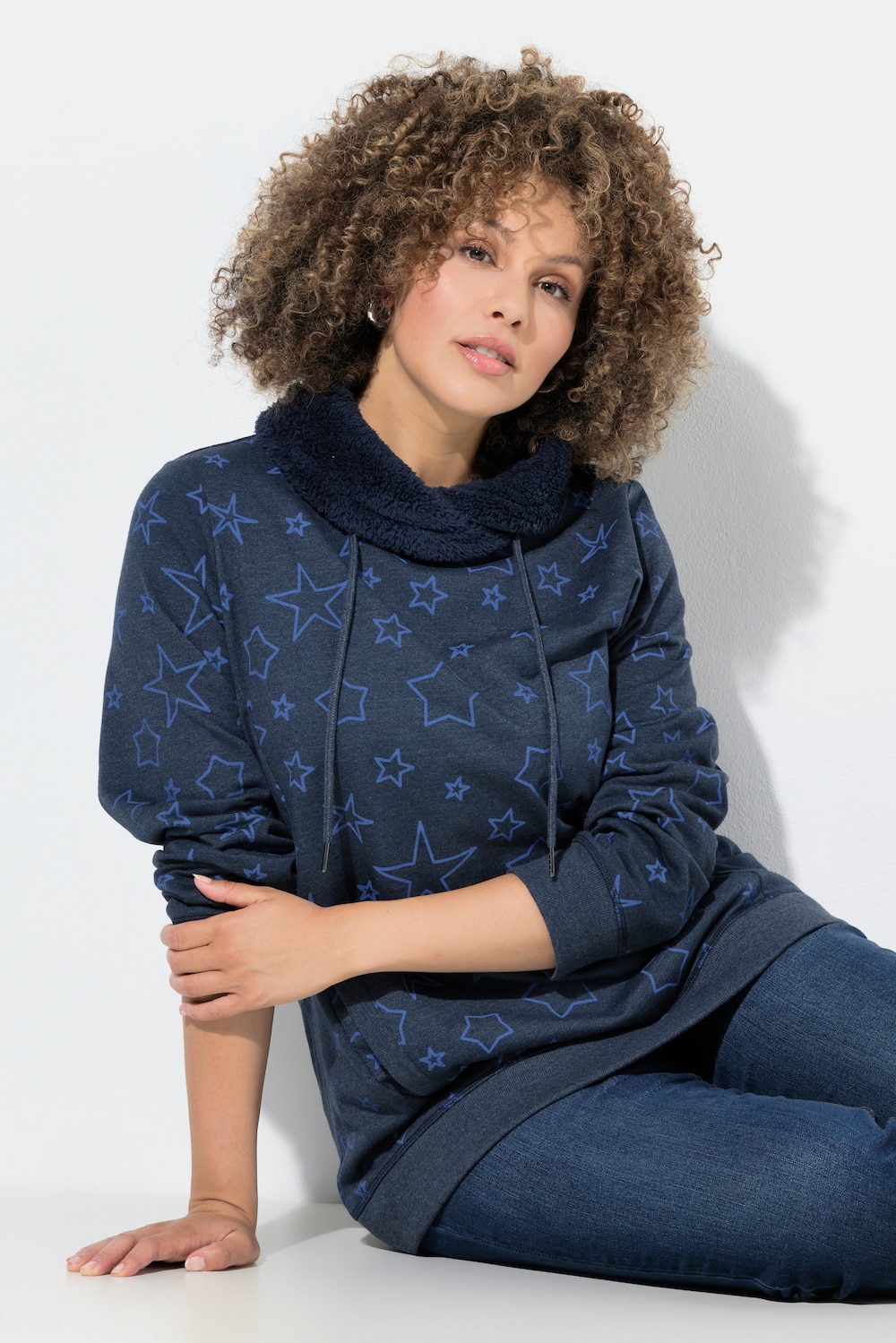 Große Größen Sweatshirt, Damen, blau, Größe: 42/44, Polyester/Baumwolle, Ulla Popken von Ulla Popken