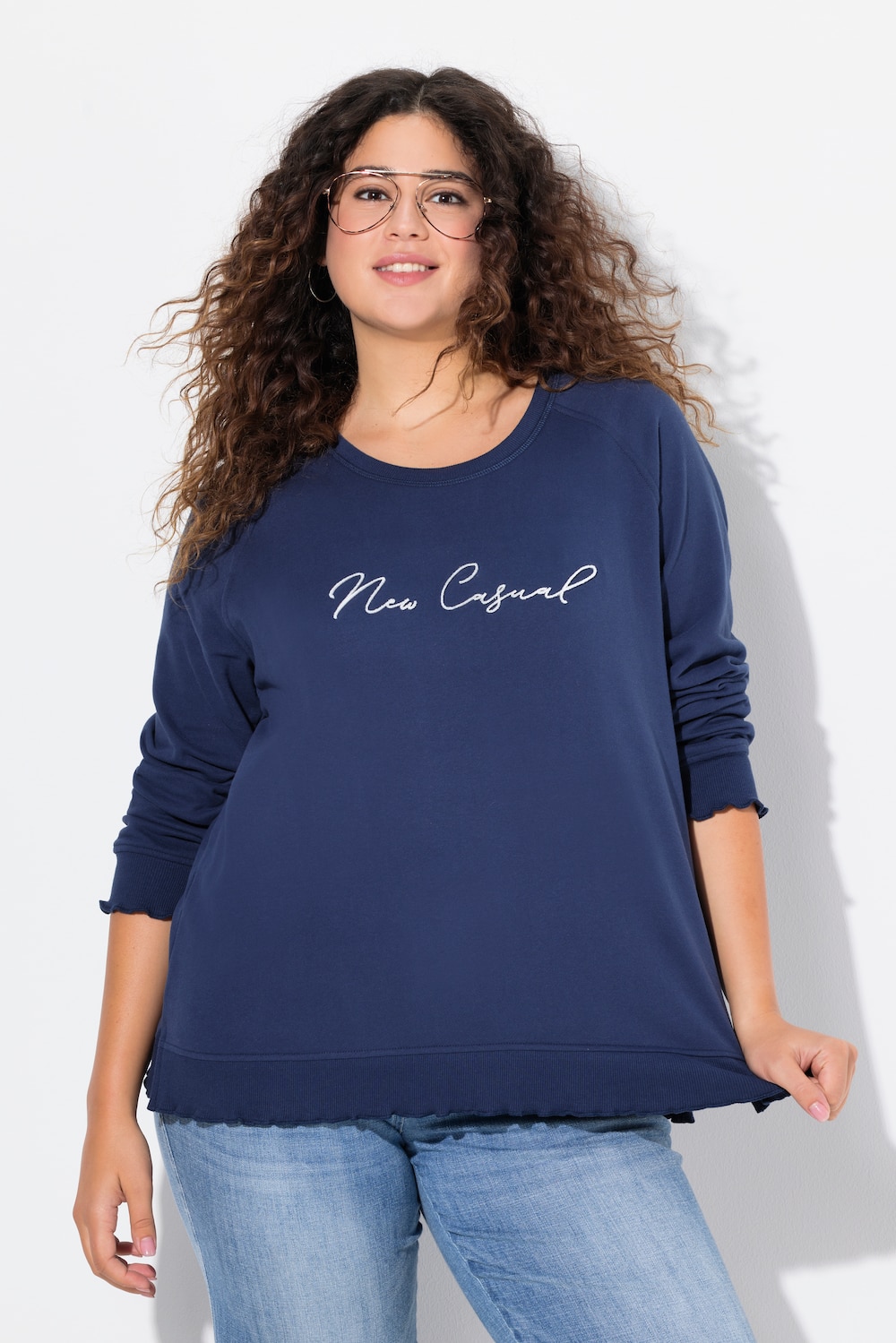 Große Größen Sweatshirt, Damen, blau, Größe: 46/48, Baumwolle/Polyester, Ulla Popken von Ulla Popken