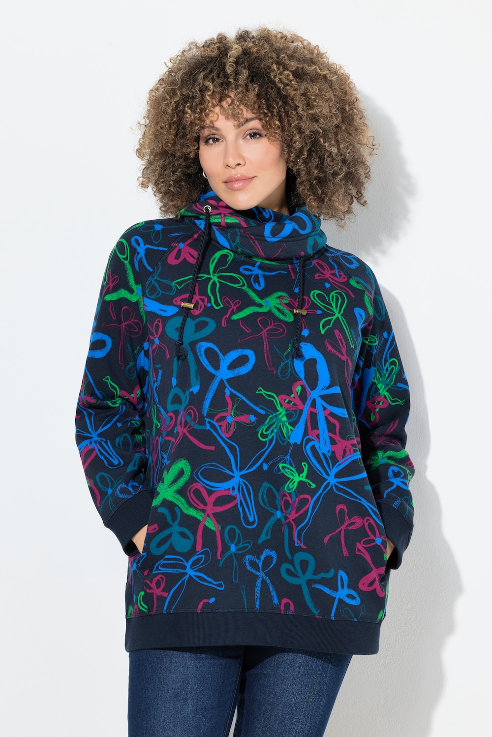 Große Größen Sweatshirt, Damen, blau, Größe: 50/52, Baumwolle, Ulla Popken von Ulla Popken