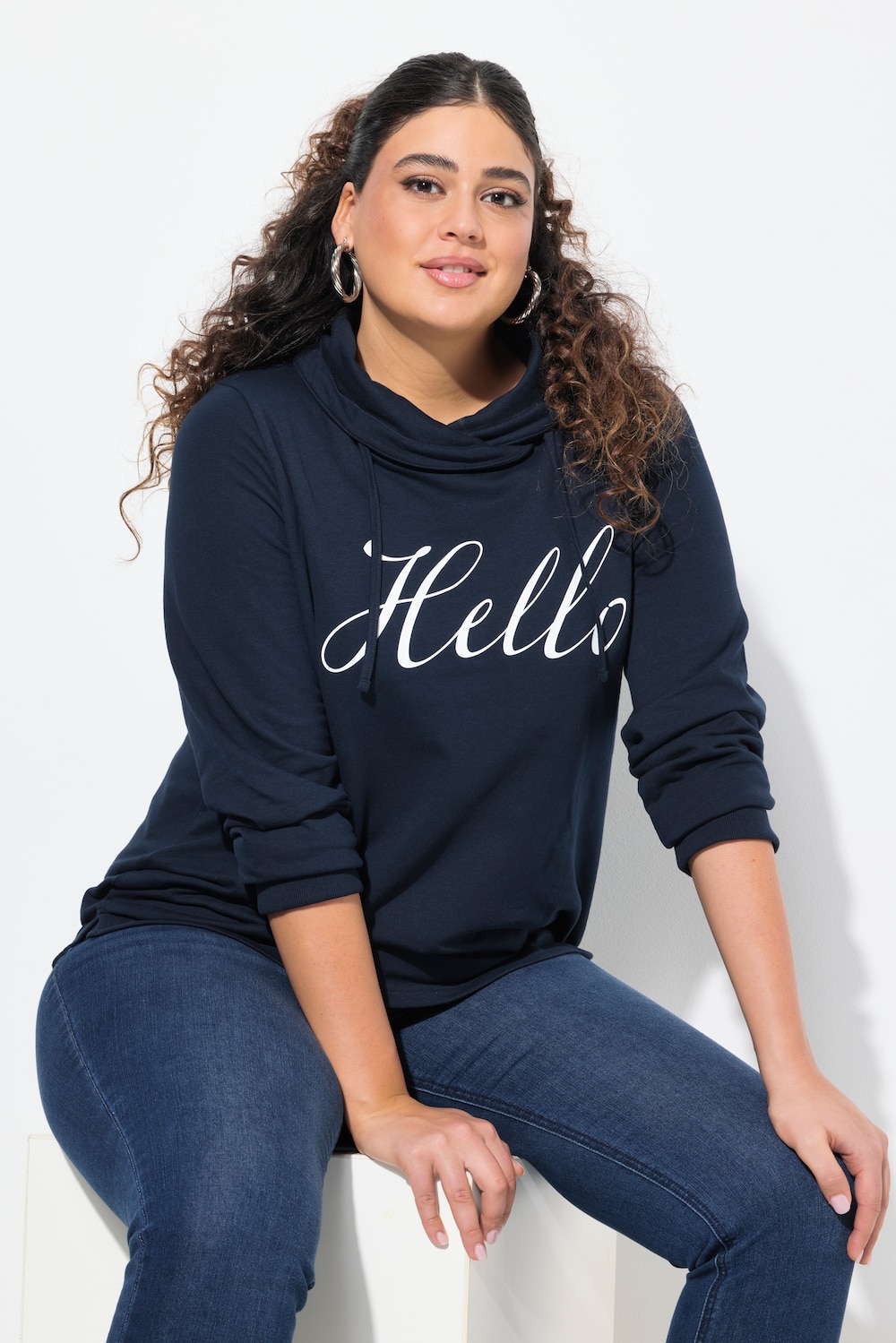 Große Größen Sweatshirt, Damen, blau, Größe: 50/52, Baumwolle/Polyester, Ulla Popken Große Größen Sweatshirt, Damen, blau, Größe: 50/52, Baumwolle/Polyester, Ulla Popken von Ulla Popken