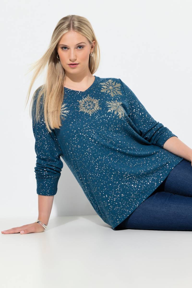 Große Größen Sweatshirt, Damen, blau, Größe: 50/52, Polyester/Viskose, Ulla Popken von Ulla Popken