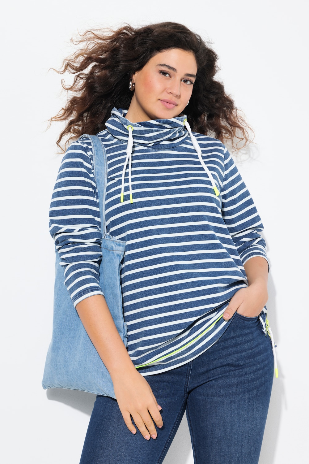 Große Größen Sweatshirt, Damen, blau, Größe: 54/56, Baumwolle, Ulla Popken von Ulla Popken