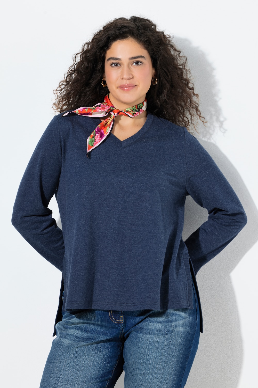 Große Größen Sweatshirt, Damen, blau, Größe: 54/56, Polyester/Baumwolle, Ulla Popken von Ulla Popken