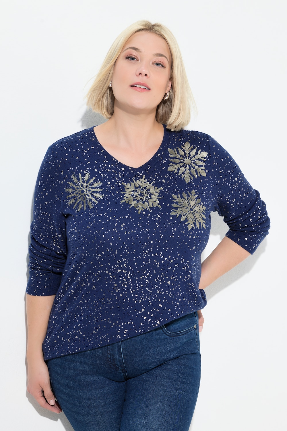 Große Größen Sweatshirt, Damen, blau, Größe: 58/60, Polyester/Viskose, Ulla Popken von Ulla Popken