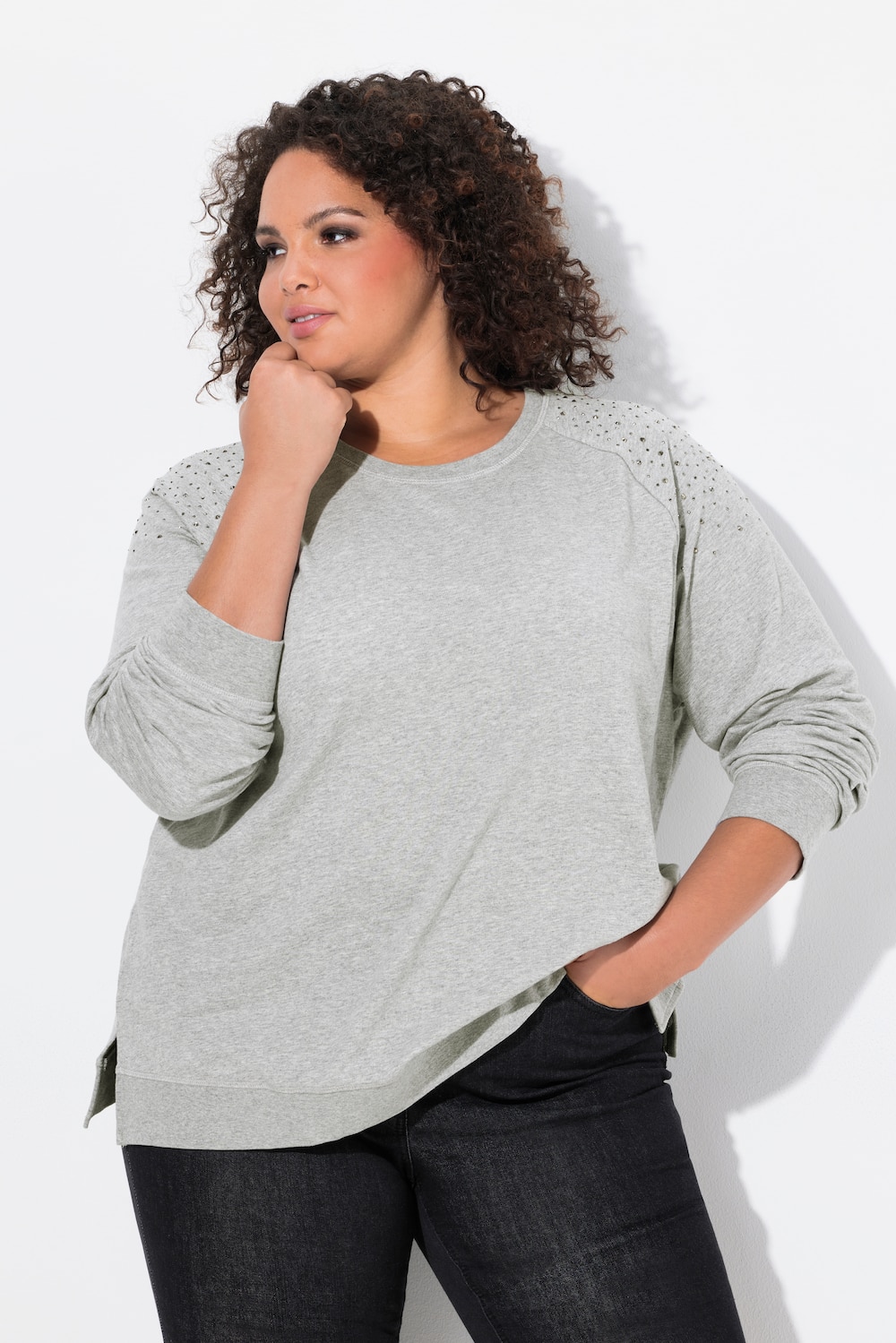 Große Größen Sweatshirt, Damen, grau, Größe: 46/48, Baumwolle/Polyester, Ulla Popken von Ulla Popken