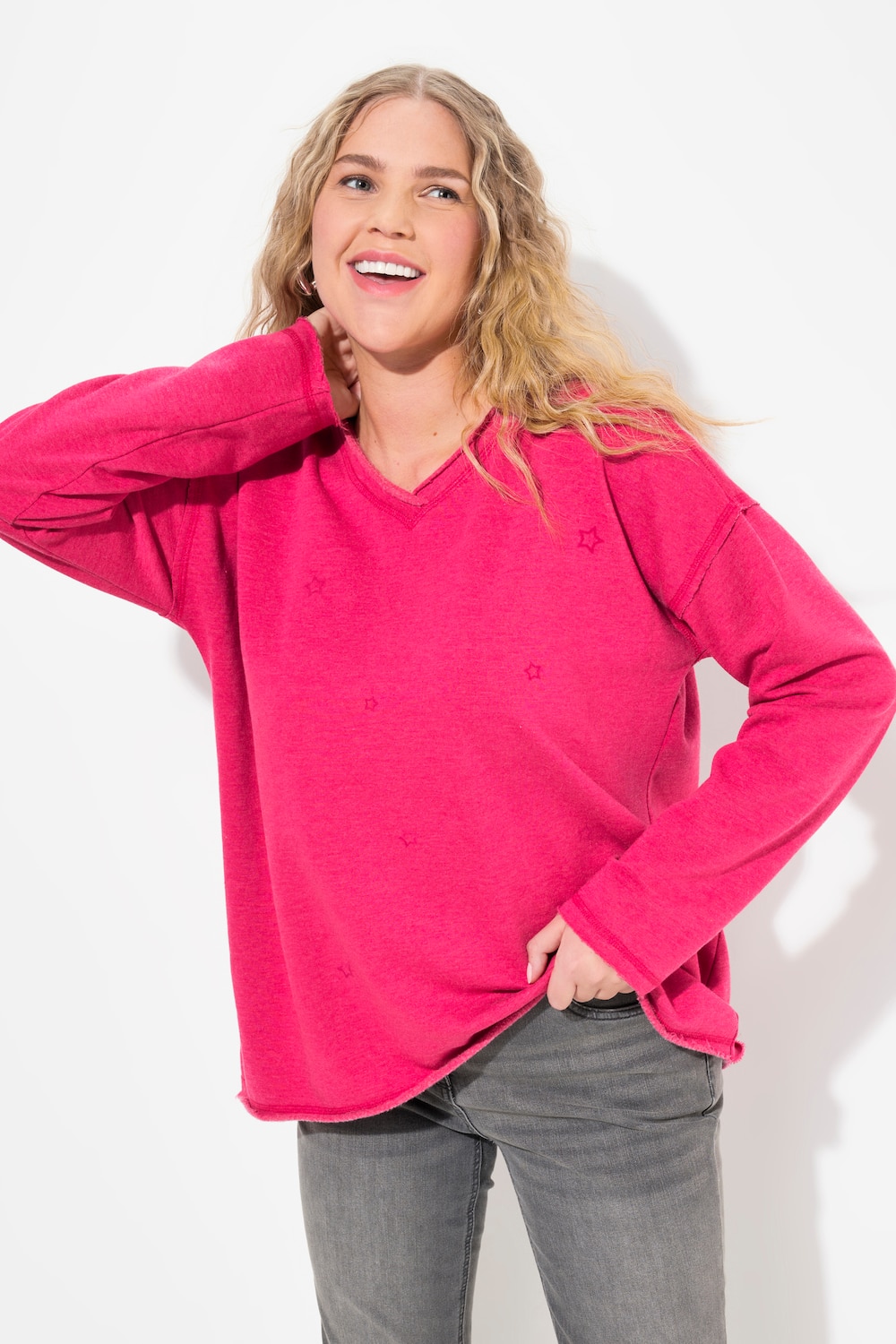 Große Größen Sweatshirt, Damen, rosa, Größe: 50/52, Baumwolle, Ulla Popken von Ulla Popken