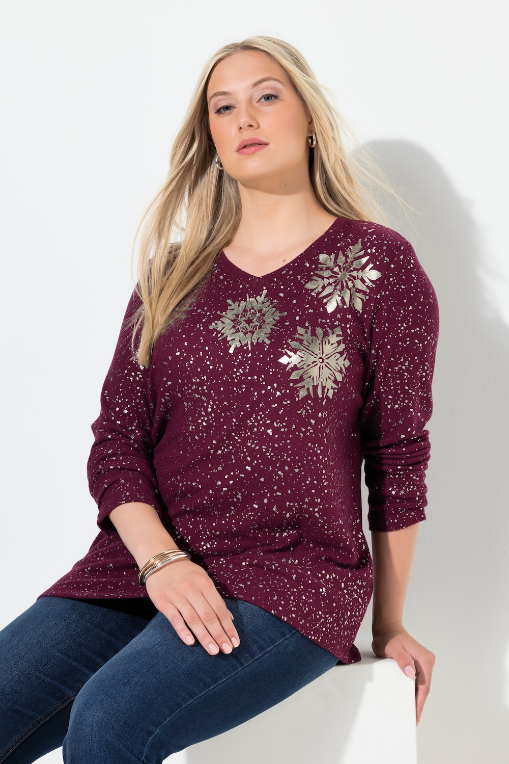 Große Größen Sweatshirt, Damen, rot, Größe: 54/56, Polyester/Viskose, Ulla Popken von Ulla Popken