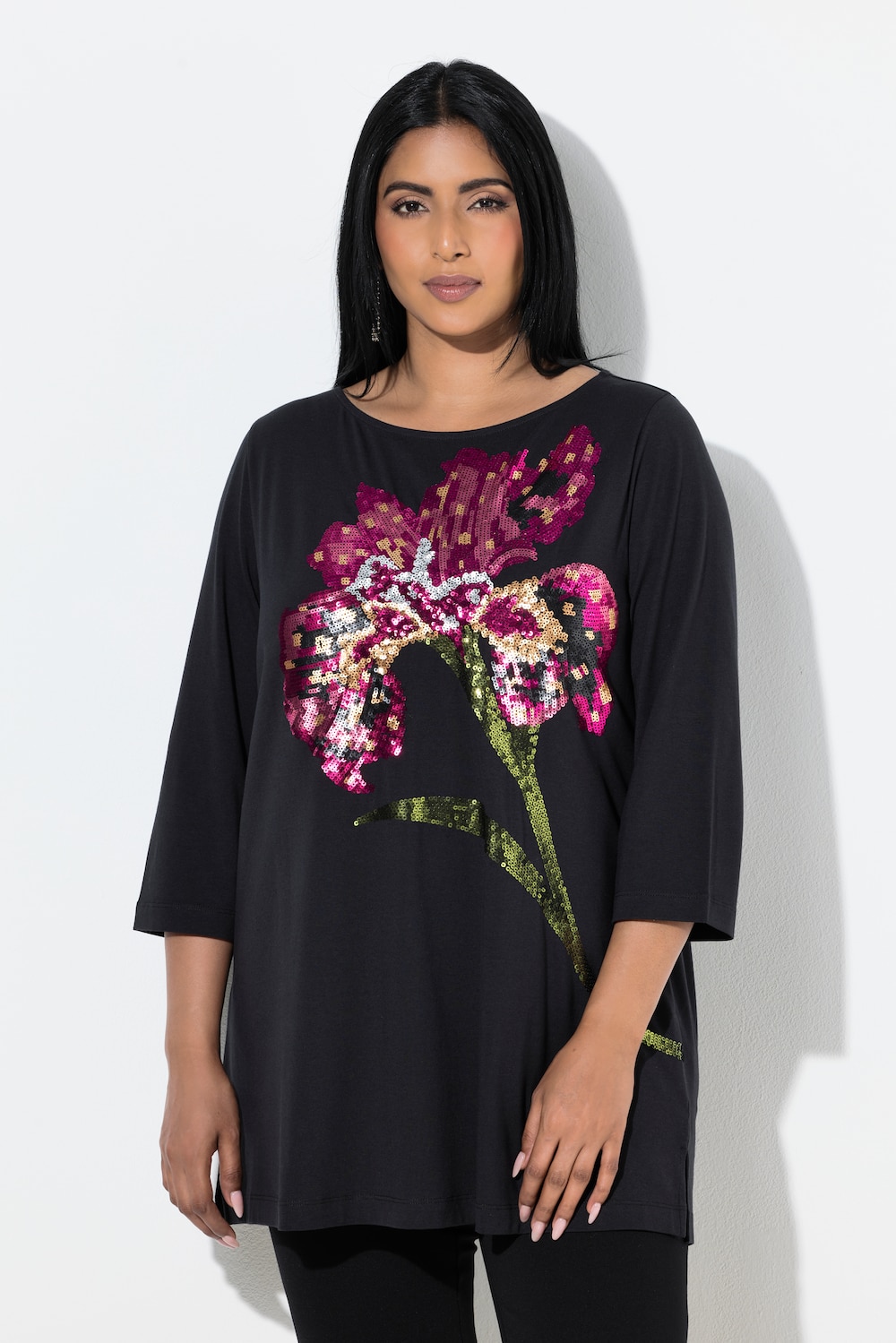 Große Größen Sweatshirt, Damen, schwarz, Größe: 46/48, Baumwolle/Synthetische Fasern, Ulla Popken von Ulla Popken