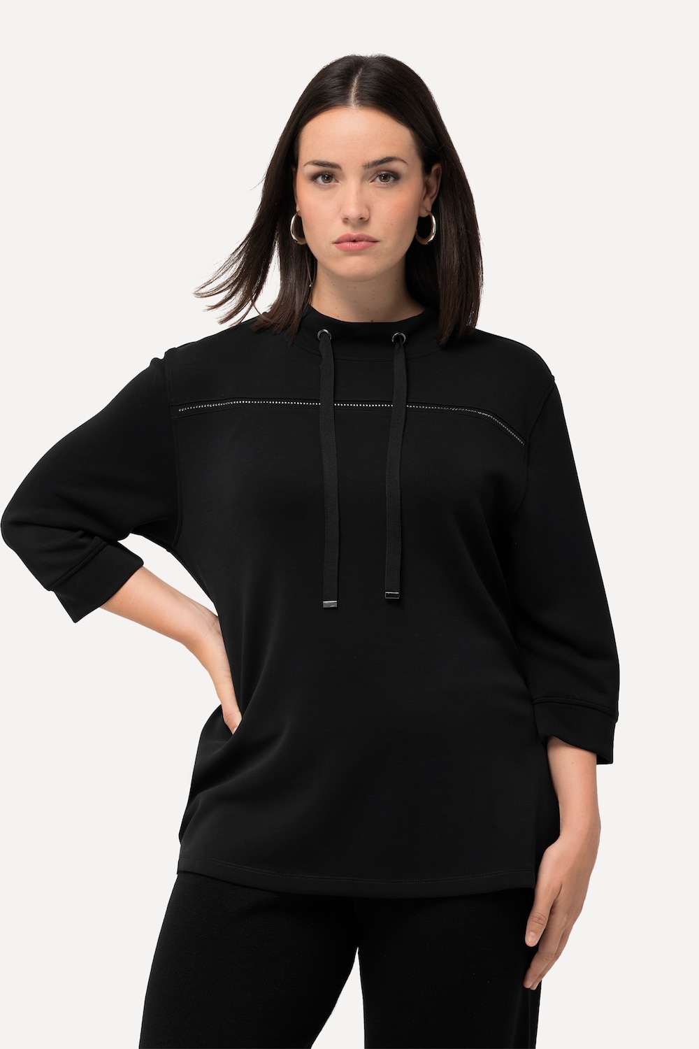 Große Größen Sweatshirt, Damen, schwarz, Größe: 50/52, Synthetische Fasern/Polyester, Ulla Popken von Ulla Popken