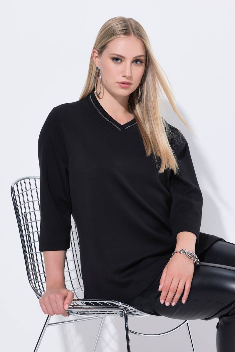 Große Größen Sweatshirt, Damen, schwarz, Größe: 50/52, Synthetische Fasern/Polyester, Ulla Popken von Ulla Popken