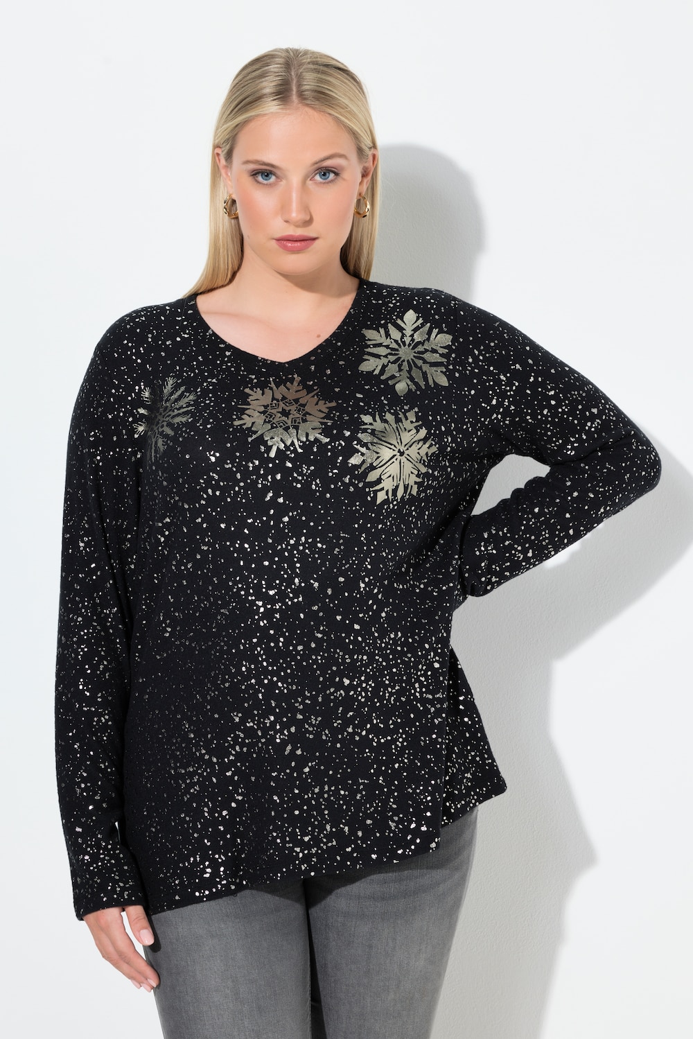 Große Größen Sweatshirt, Damen, schwarz, Größe: 54/56, Polyester/Viskose, Ulla Popken von Ulla Popken