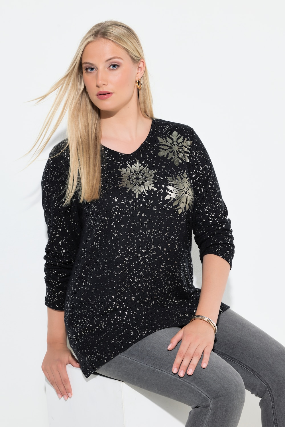 Große Größen Sweatshirt, Damen, schwarz, Größe: 62/64, Polyester/Viskose, Ulla Popken von Ulla Popken
