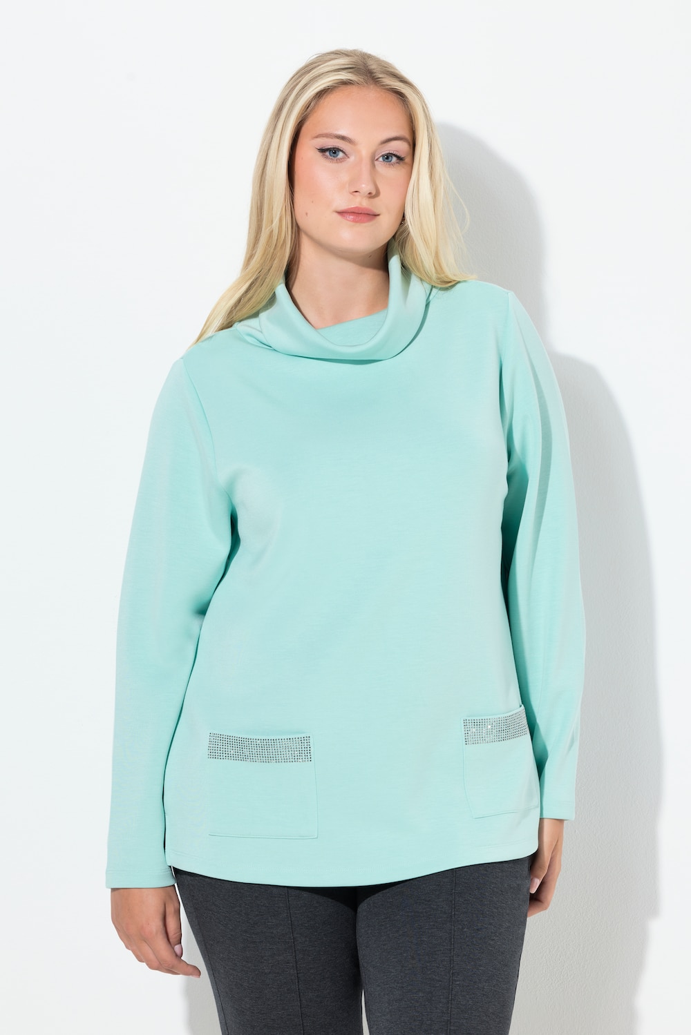 Große Größen Sweatshirt, Damen, türkis, Größe: 42/44, Synthetische Fasern/Polyester, Ulla Popken von Ulla Popken