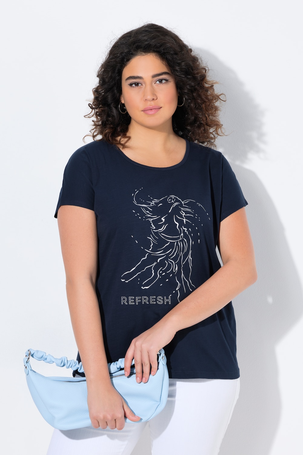 Große Größen T-Shirt, Damen, blau, Größe: 46/48, Baumwolle, Ulla Popken von Ulla Popken