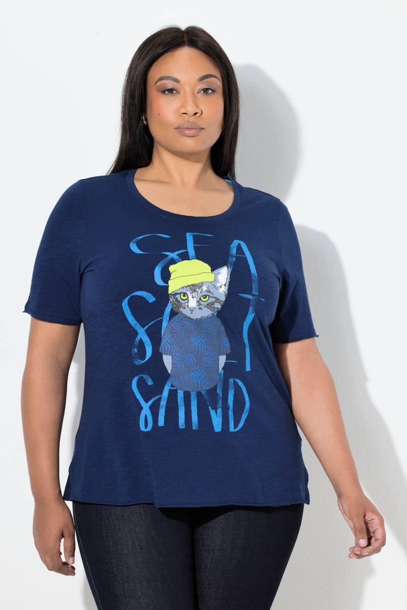 Große Größen T-Shirt, Damen, blau, Größe: 50/52, Baumwolle, Ulla Popken von Ulla Popken