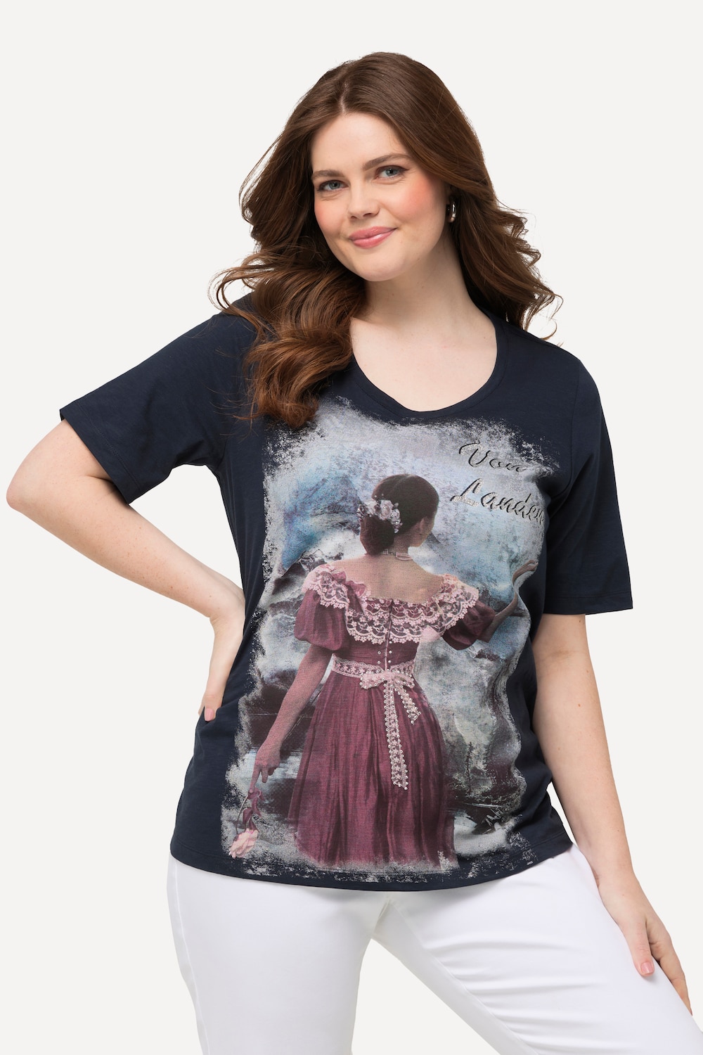 Große Größen T-Shirt, Damen, blau, Größe: 54/56, Baumwolle, Ulla Popken von Ulla Popken