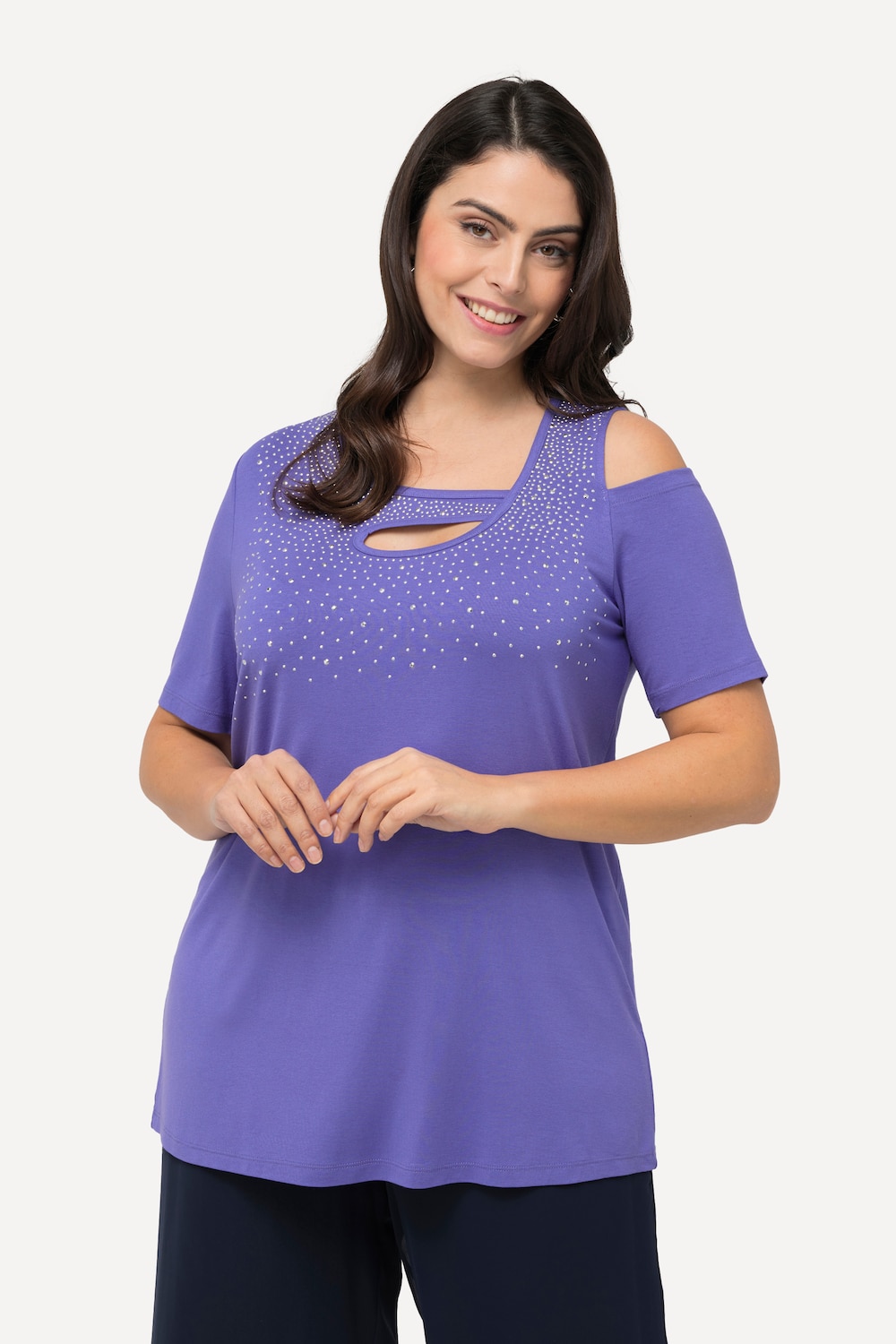 Große Größen T-Shirt, Damen, lila, Größe: 46/48, Viskose, Ulla Popken von Ulla Popken