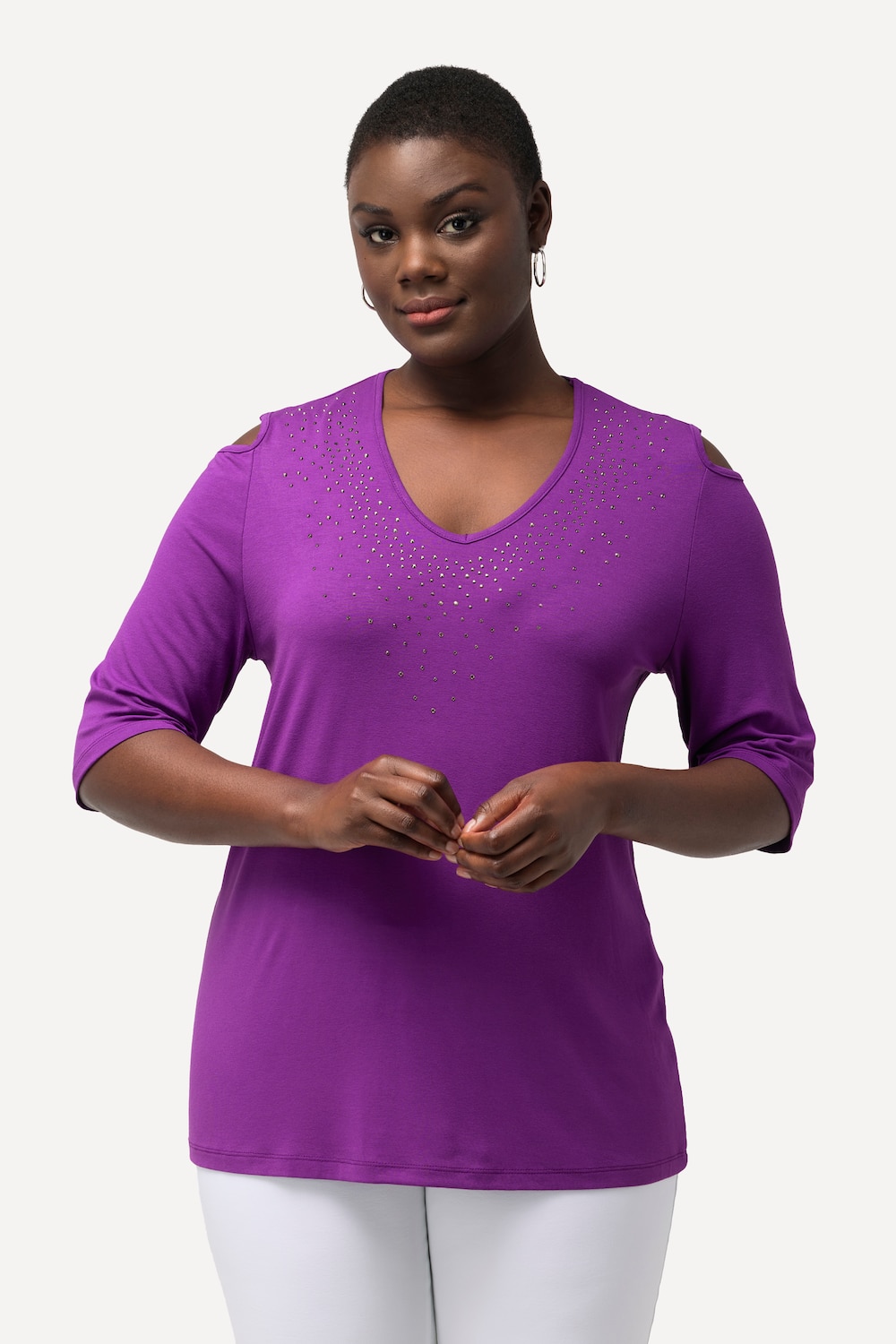 Große Größen T-Shirt, Damen, lila, Größe: 50/52, Viskose, Ulla Popken von Ulla Popken