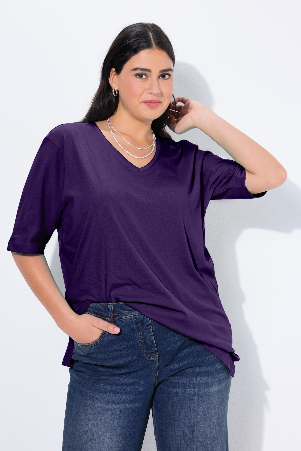 Große Größen T-Shirt, Damen, lila, Größe: 58/60, Baumwolle, Ulla Popken von Ulla Popken