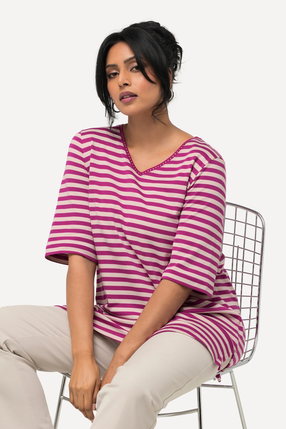 Große Größen T-Shirt, Damen, rosa, Größe: 46/48, Baumwolle, Ulla Popken von Ulla Popken