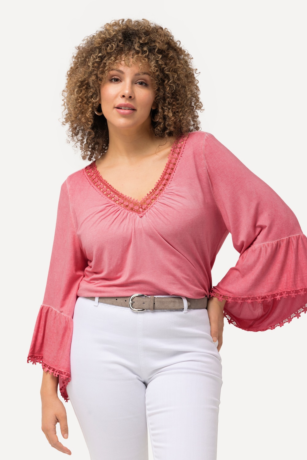 Große Größen T-Shirt, Damen, rosa, Größe: 46/48, Viskose, Ulla Popken von Ulla Popken