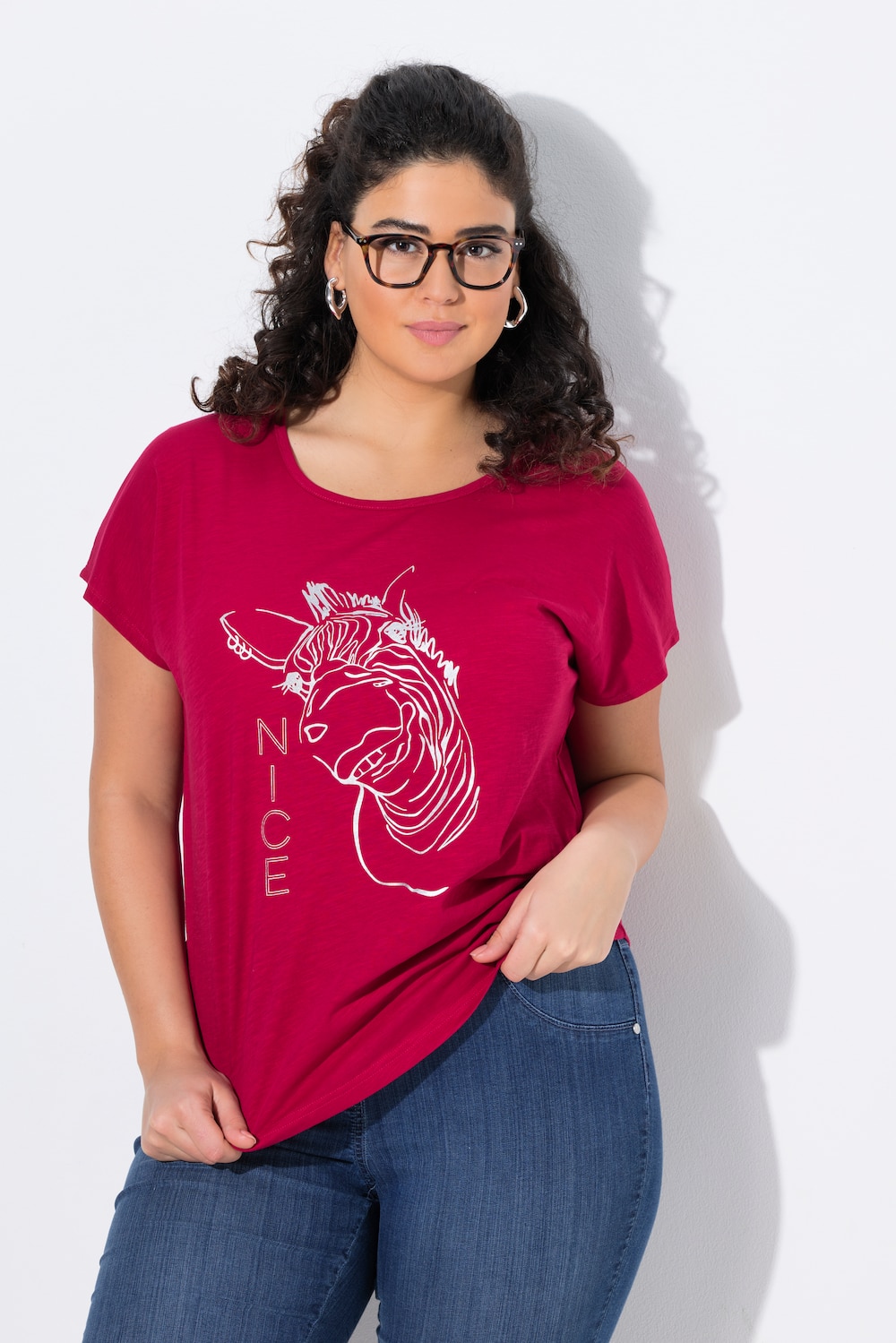Große Größen T-Shirt, Damen, rot, Größe: 46/48, Baumwolle, Ulla Popken von Ulla Popken
