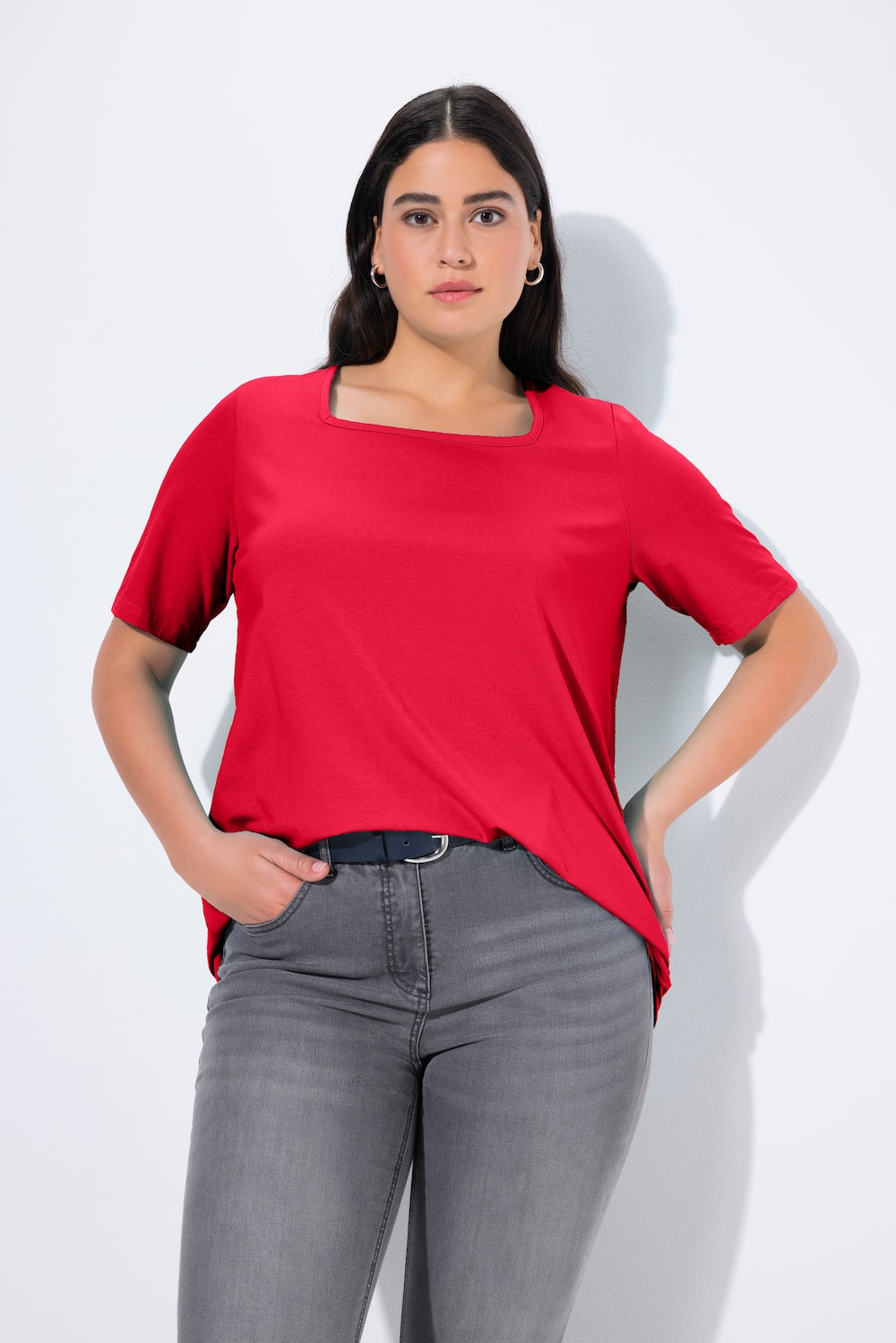 Große Größen T-Shirt, Damen, rot, Größe: 50/52, Baumwolle, Ulla Popken von Ulla Popken